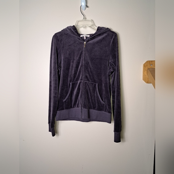 Juicy Couture Full Zip Hooded Sweatshirt Velour Purple Women's Size XL - Picture 2 of 13